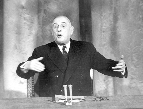 President Charles De Gaulle during a press conference at Elyses Palace after...