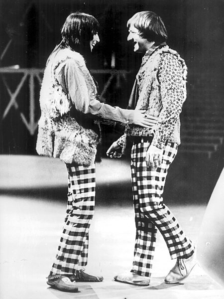 Sonny and Cher the married  pop singing duo appearing on Swedish television...