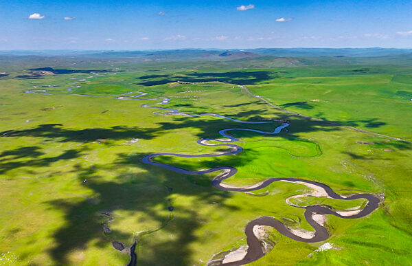 Winding Moergele River in Hulun Buir