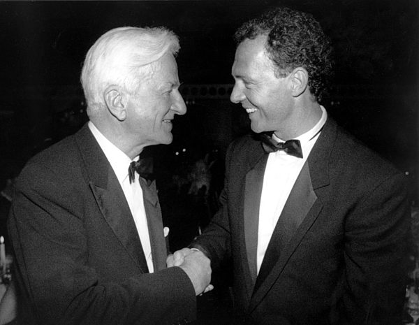Fußball: Richard von Weizsäcker und Franz Beckenbauer