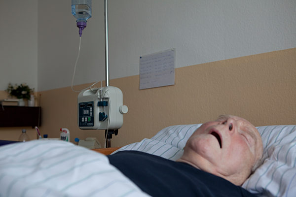 Patient after a stroke in a nursing home