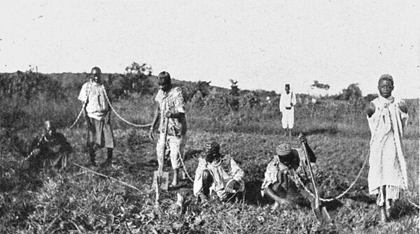 Conquest of German East Africa; Pleasures of the German regime: chained native..., 1917. Creator: Unknown.