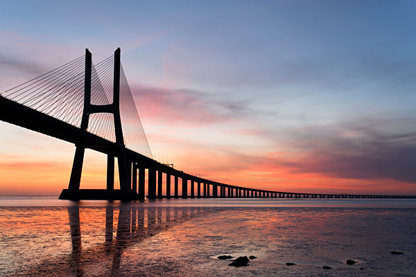 Vasco da Gama bridge at sunrise