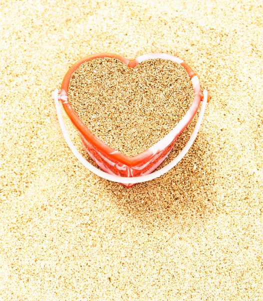Heart shaped bucket of sand