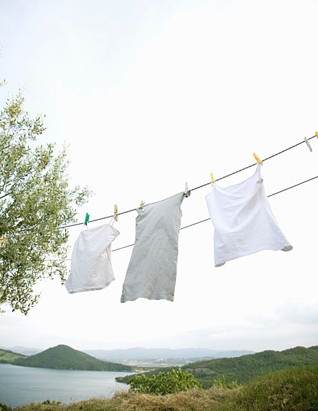 White washing hanging on line