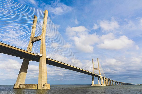Portugal, Lisbon, Vasco da Gama bridge and Tejo river