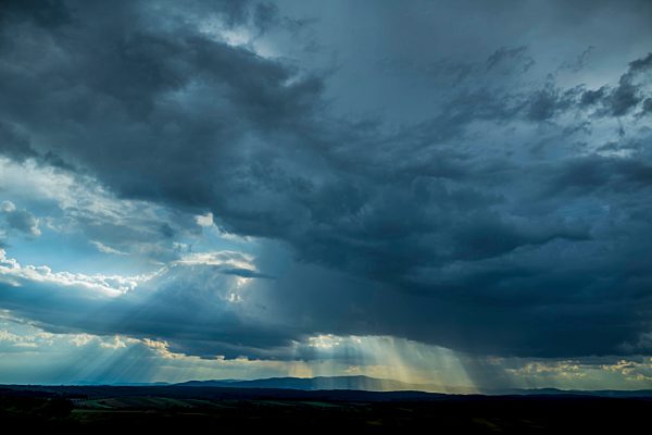 Germany, dark and dramatic cloudy mood during thunderstorm