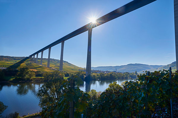 Germany, Rhineland-Palatinate, Bernkastel-Wittlich, Zeltingen-Rachtig, Uerzig, Moselle river, High Moselle Bridge