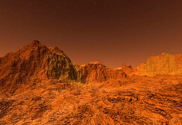 3D rendered Illustration of the surface of Planet Mars