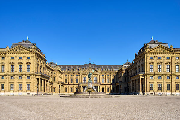 Wuerzburg Residence with Franconia Fountain, UNESCO World Heritage Site, Wuerzburg, Franconia, Bavaria, Germany