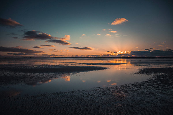 Germany, Sylt, Schleswig Holstein Wadden Sea National Park, List, Ellenbogen, sunset evening light