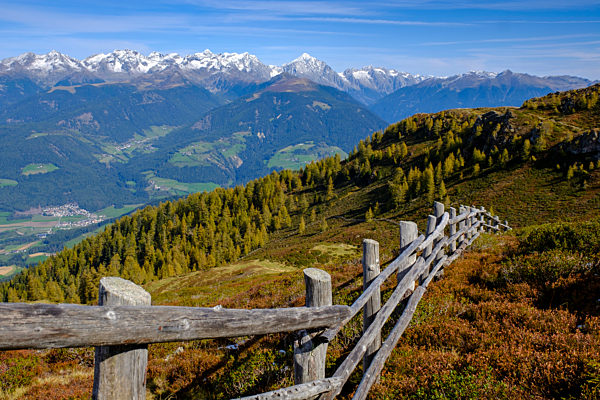 Italy, Wooden fence in Dolomites