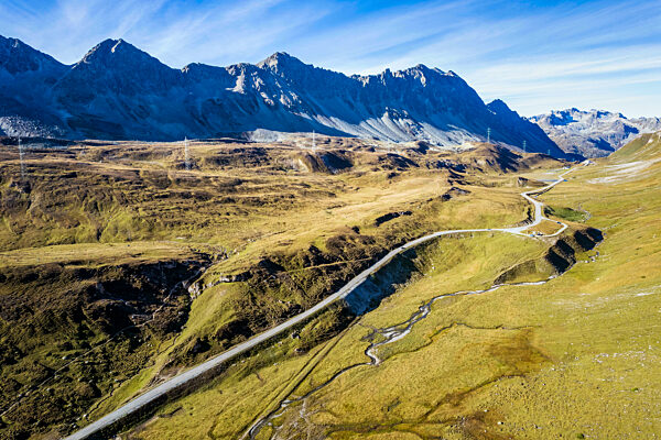 Mountain road under sky at Graubunden, Switzerland