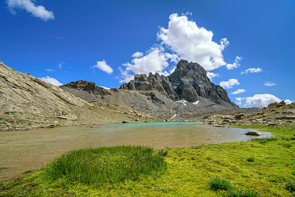 Springtime lakeshore in Maira Valley