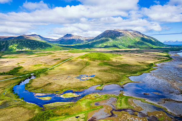 Norway, Nordland, Drone view of coastline of Andoya island