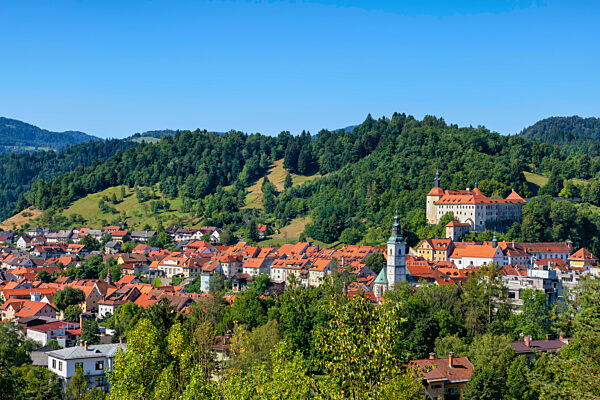 Slovenia, Upper Carniola, Skofja Loka, View of idyllic idyllic town in summer
