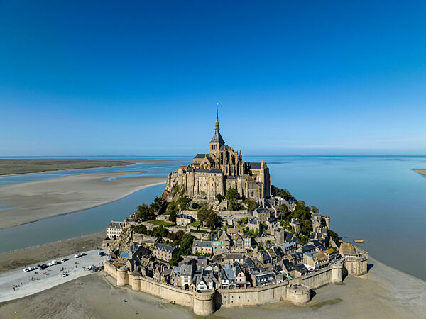 France, Normandy, Aerial view of Mont Saint-Michel