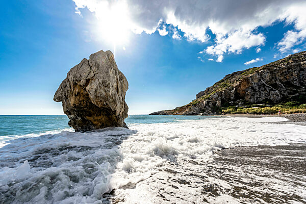 Greece, Crete, Sea stack on Preveli beach