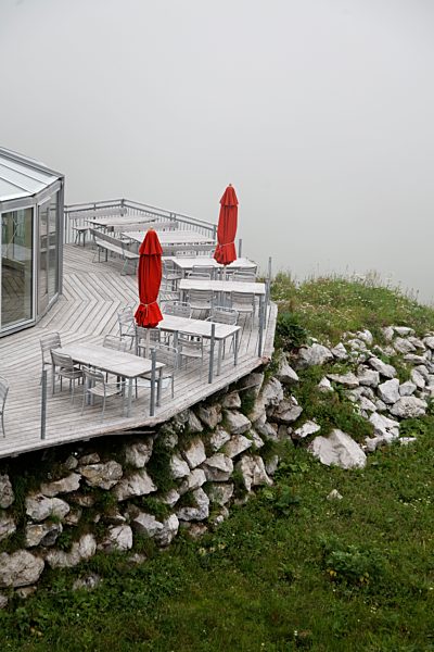 Germany, Bavaria, View of mountain restaurant