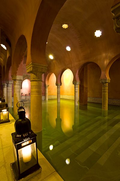 Spain, Andalusia, View Arabian bath and old town