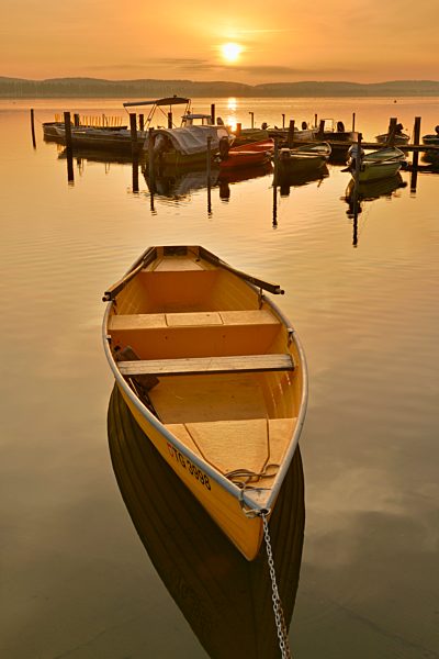 Switzerland, View of Lake Constance with anchored boats