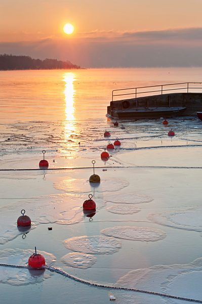 Germany, Sunrise over Lake Constance