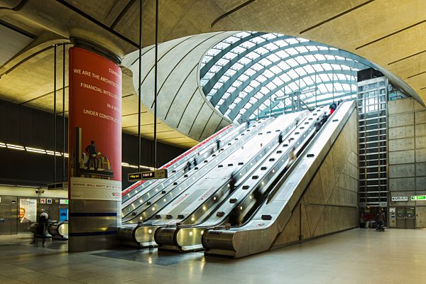 UK, London, Docklands, Tube Station Canary Wharf at financial district
