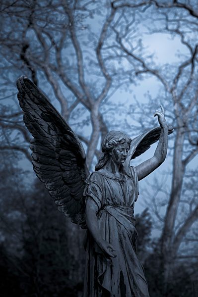 Germany, Cologne, Statue of angel at Melatenfriedhof