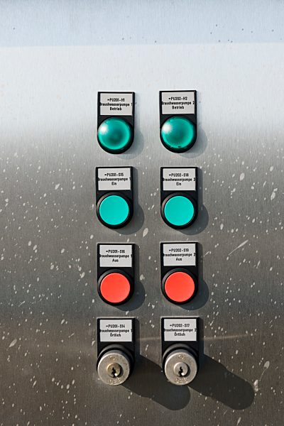 Germany, Baden-Wurttemberg, Water treatment plant, detail of control center,