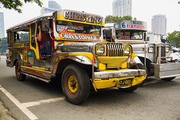 Philippines, Manila, Jeepneys on road