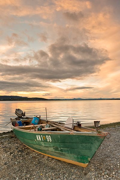 Germany, View of fishing boat at shore