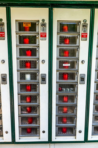 Austria, Upper Austria, Linz, Cemetery, Automat with grave candles