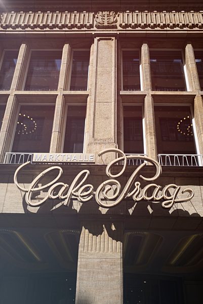 Germany, Saxony, Dresden, facade of Cafe Prag, partial view