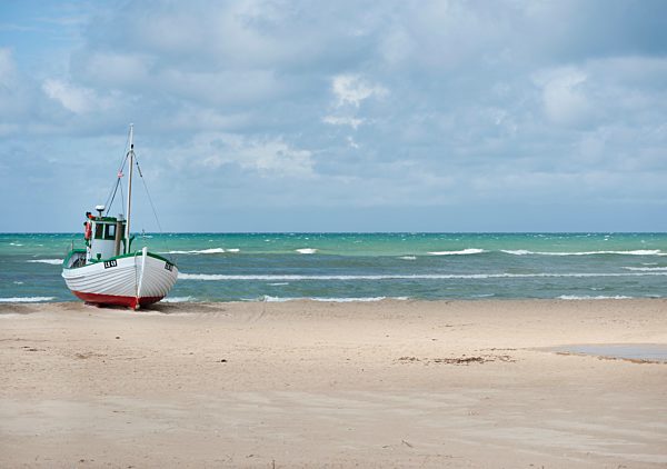 Denmark, Jutland, Lokken, fishing boat at Lokken beach