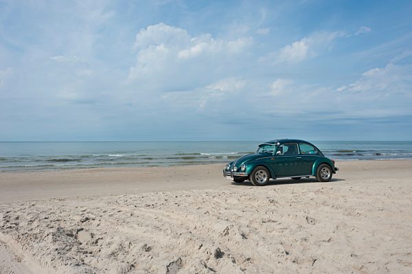 Denmark, Jutland, Lokken car parking at Lokken beach