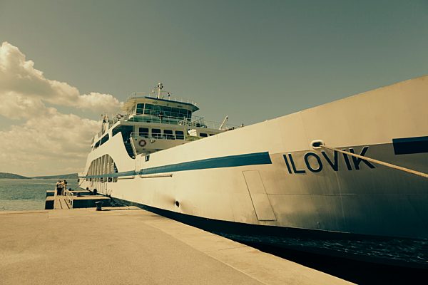 Croatia, Krk, Ferry at dock in Valbiska