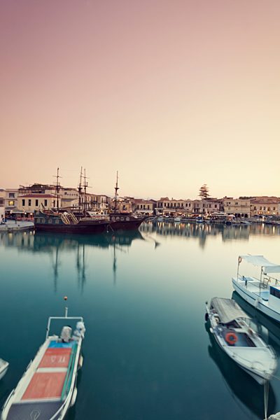 Greece, Crete, Rethymno, boats in harbor