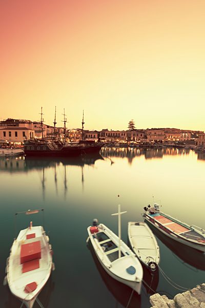 Greece, Crete, Rethymno, boats in harbor