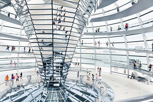 Germany, Berlin, inside view of glass dome of Reichstag