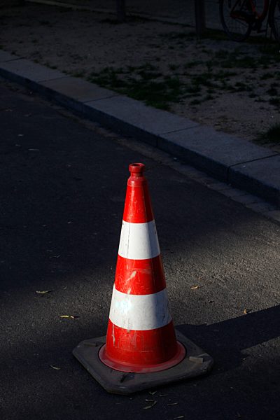 Traffic cone on street