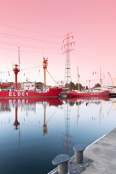 Germany, Hamburg, Hamburg-Harburg, Channel Hamburg, Harburg habour, Lightship Elbe 1