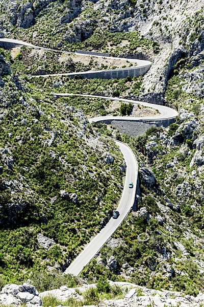 Spain, Mallorca, View of Winding road