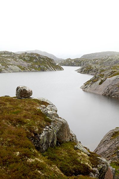 Norway, View of lake in mountain