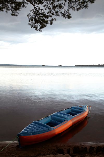 Sweden, View of Lake Siljan at sunset
