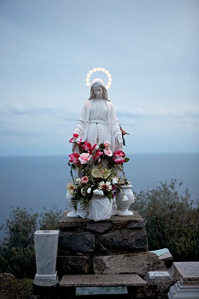 Italy, Sculpture of Maria at Ionion Island