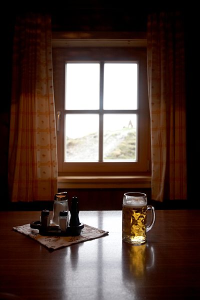 Austria, Beer mug with beer on table