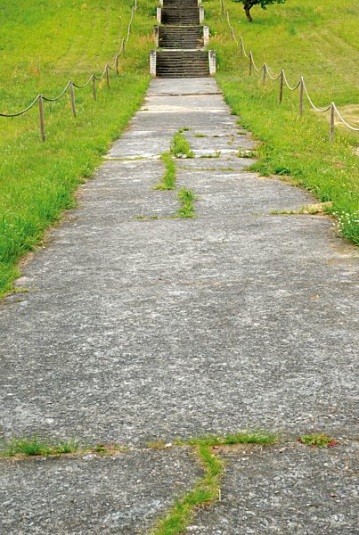 Germany, Brandenburg, Wustermark, Olympic village 1936, concreted pathway and stairs