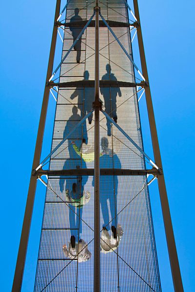 Germany, Baden Wuerttemberg, Stuttgart, People going upwards on footbridge