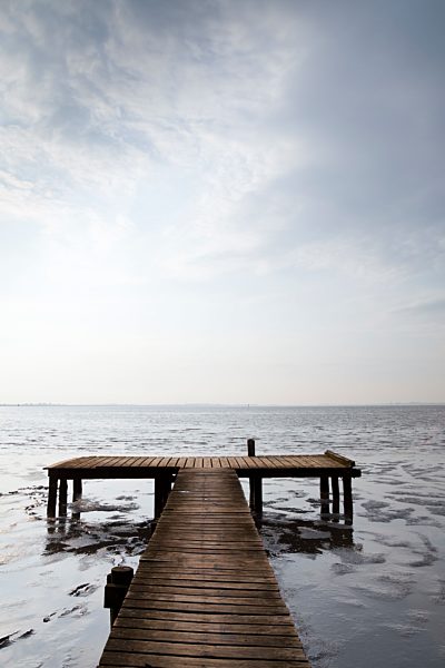 Germany, Lower Saxony, Eastern Friesland, Dangast, jetty at low tide