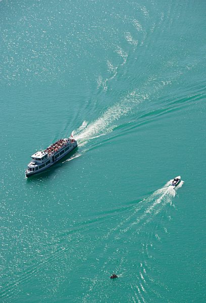 Austria, Salzkammergut, Salzburg State, Lake Wolfgangsee, Ferry and boat